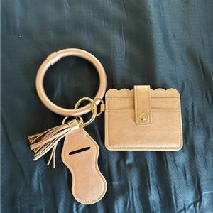 Rose Gold Card and Key Holder with Tassel Keychain